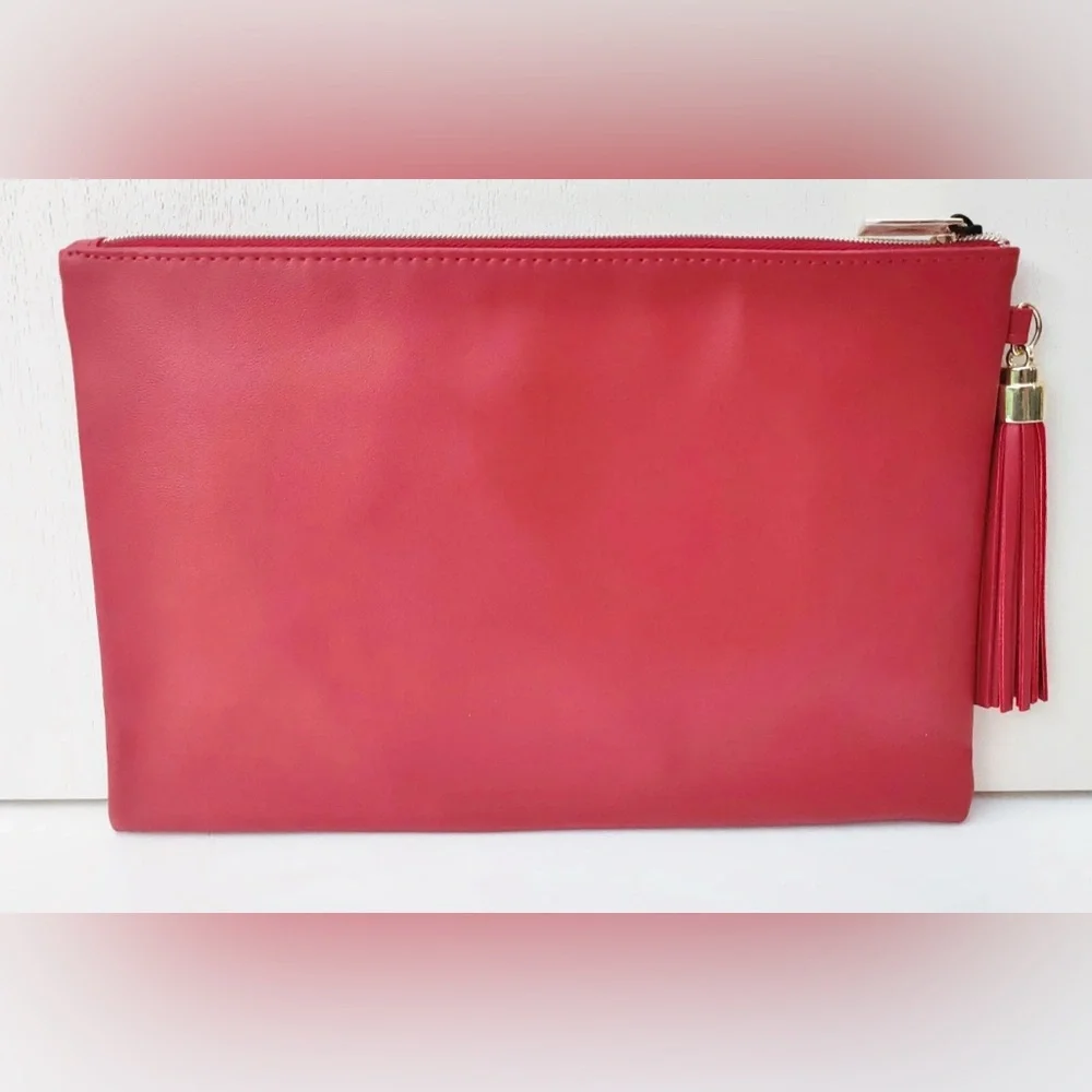 YSL Beauty Red Makeup Cosmetics Bag, Travel Flat Pouch, Clutch, Purse, Brand NEW - Picture 4 of 10